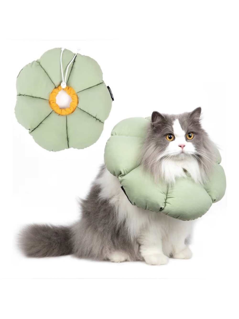 NEW Cat Cone Collar Waterproof Recovery Anti-Bite Healing Safety Green Flower L